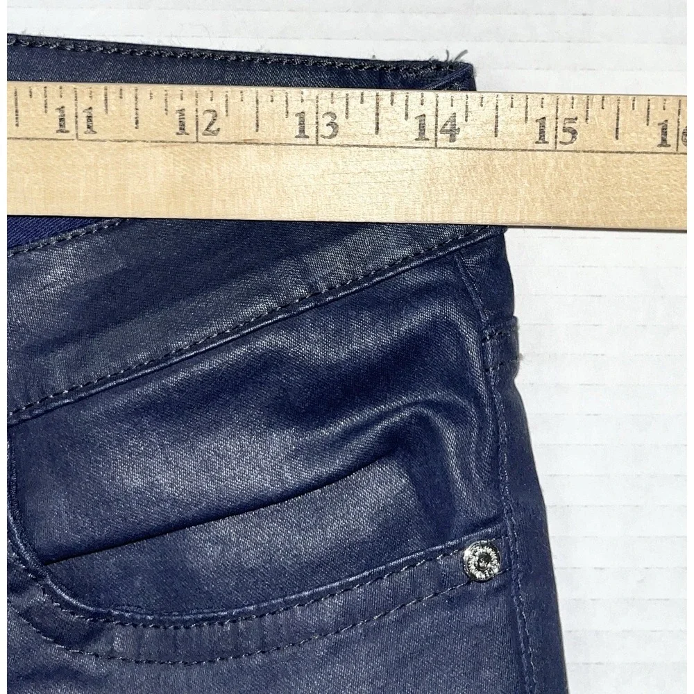 Mango Denim Jeans Women's 6 Blue Waxed Cotton Belle‎ Date Night